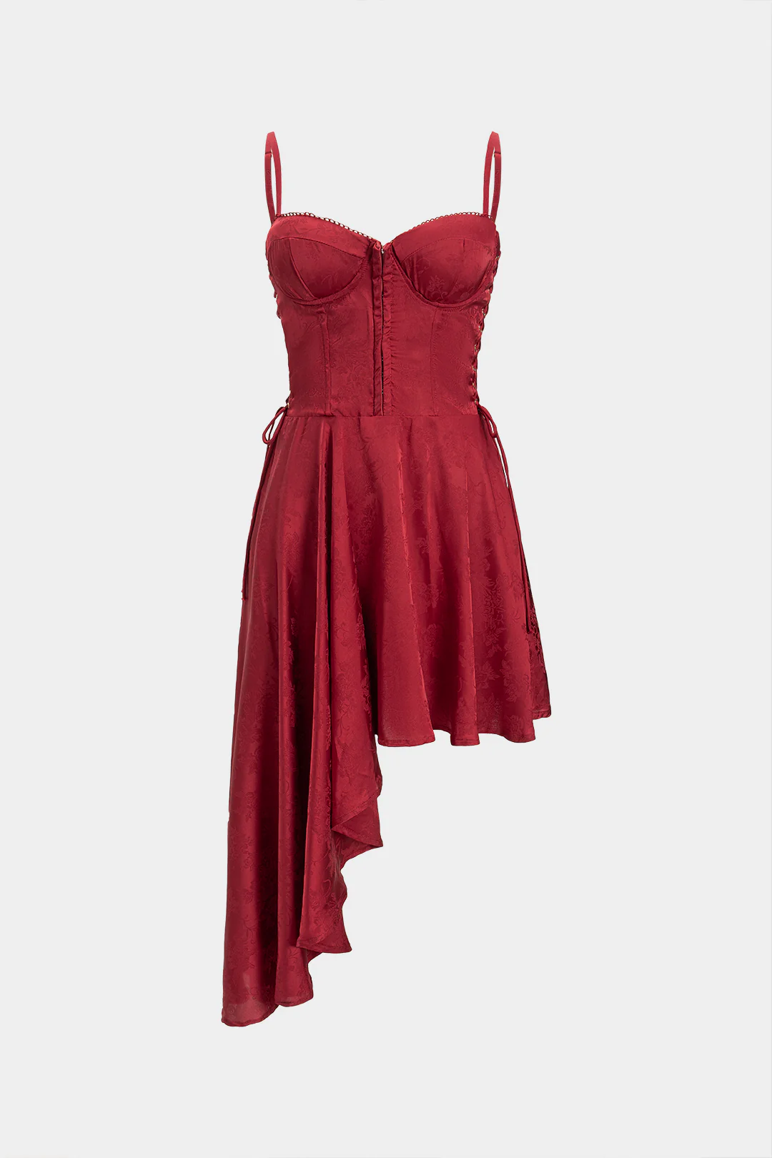 Jacquard Bustier Slip Asymmetrical Sleeveless Midi Dress - Weenar