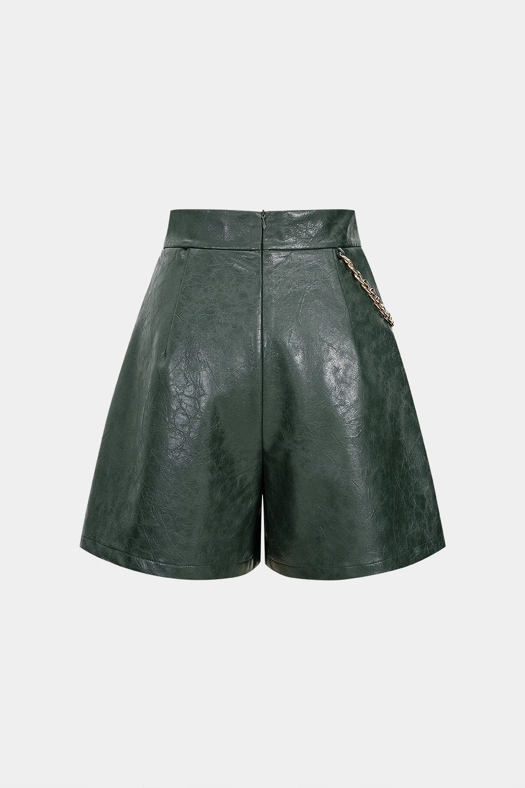 Faux Leather Metallic Asymmetrical Shorts - Weenar