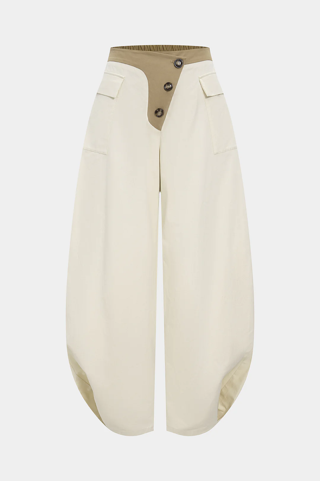 Asymmetrical Button Wide Leg Trousers - Weenar