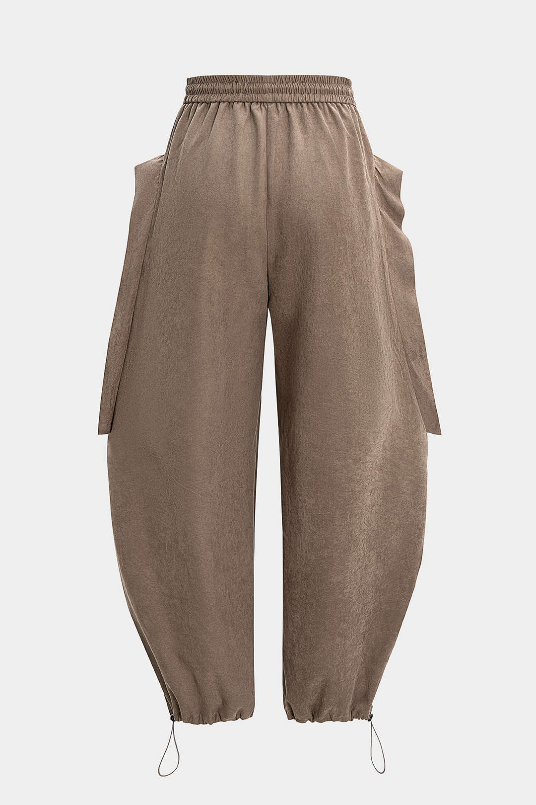 Shirred Waistband Drawstring Barrel Trousers - Weenar