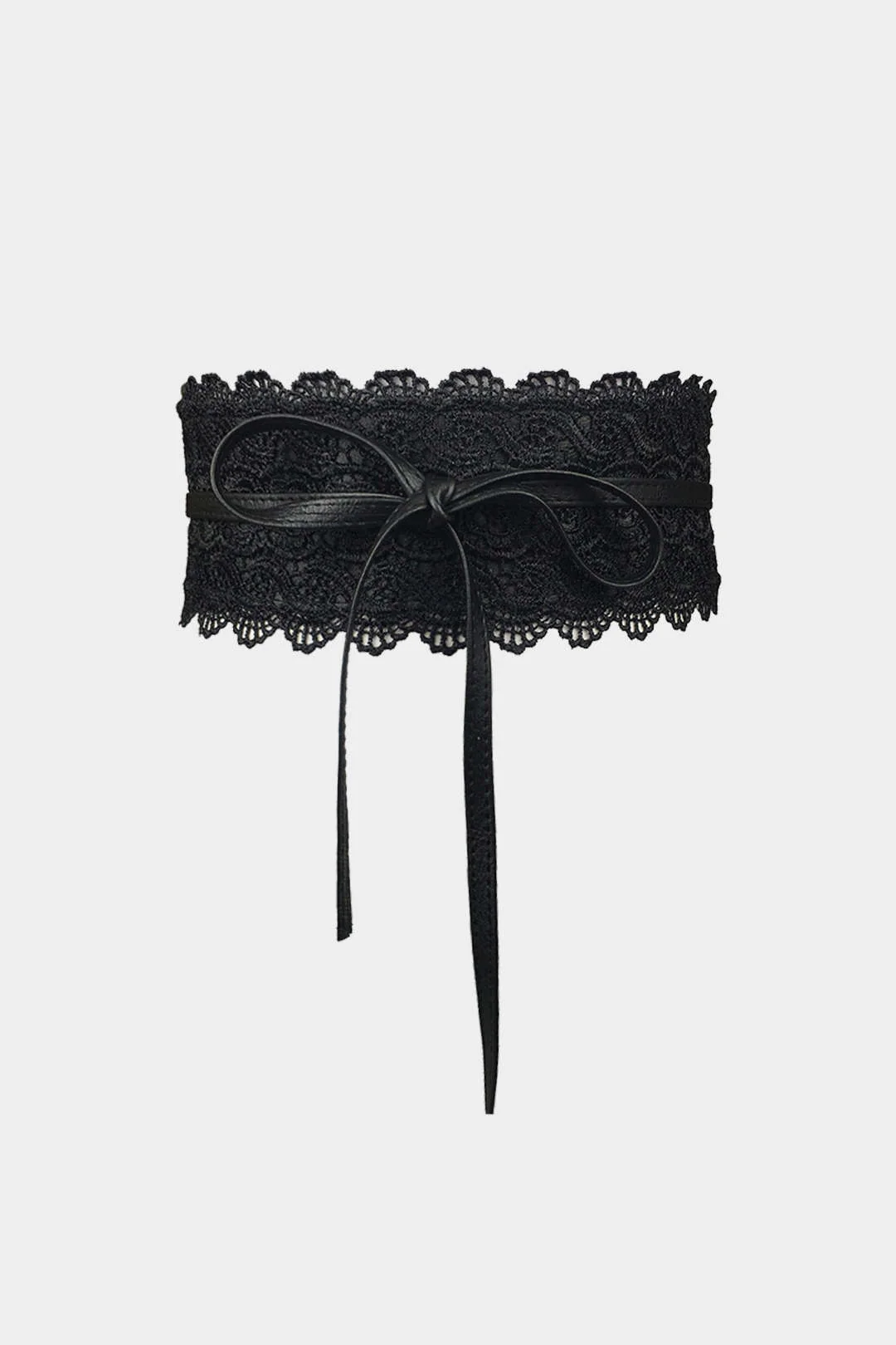 Faux Leather Patchwork Lace Trim Belt - Weenar