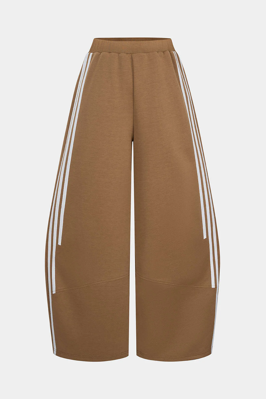 Contrast Stripes Print Ruched Wide Leg Pants - Weenar