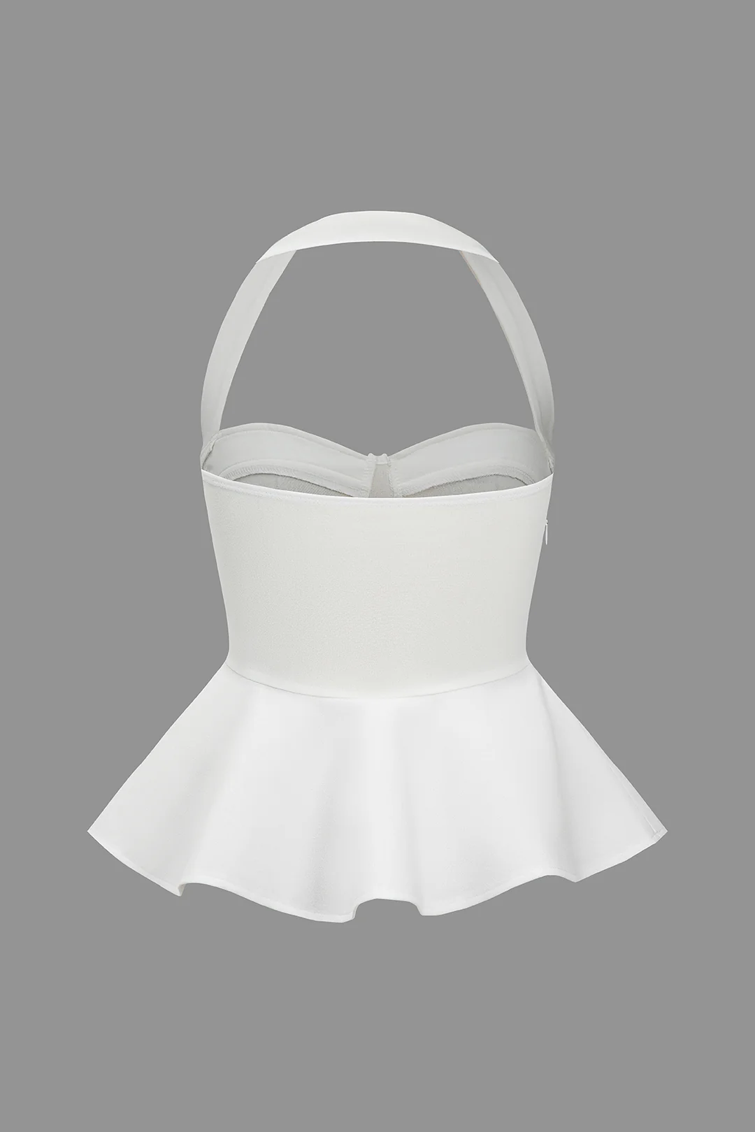 Halter Neck Backless Ruffle Hem Cami Top - Weenar