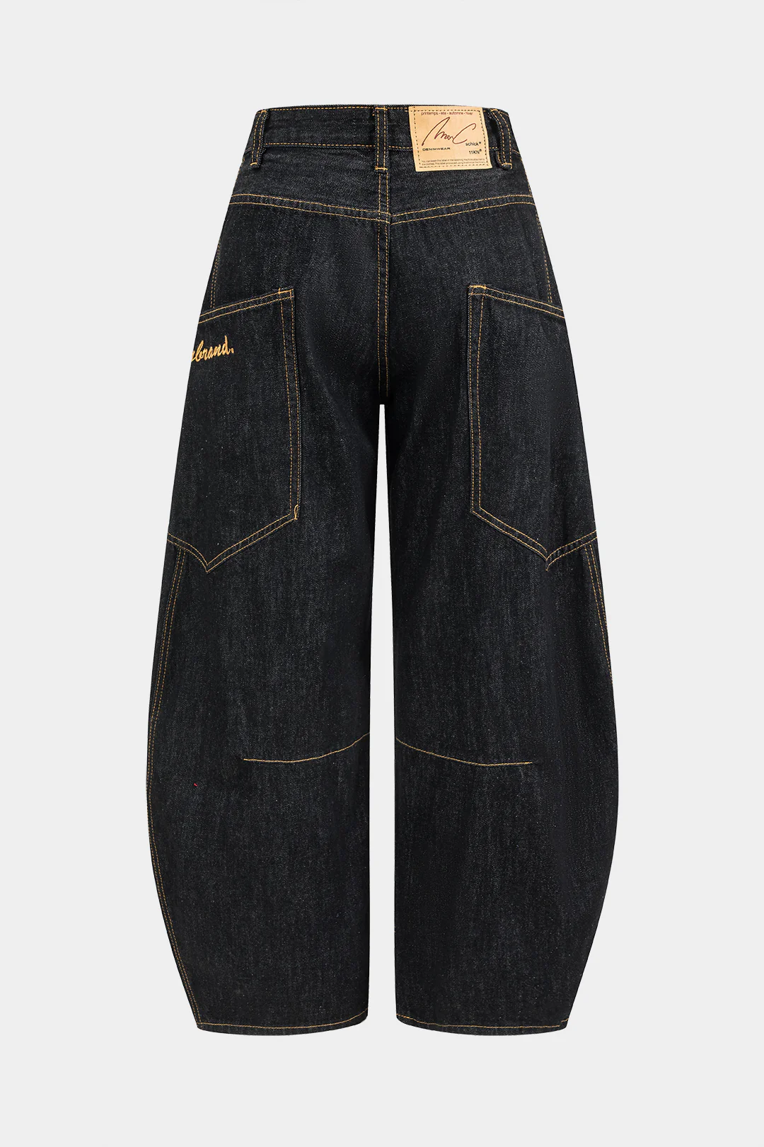 Denim Washed Wide Leg Barrel Jeans - Weenar