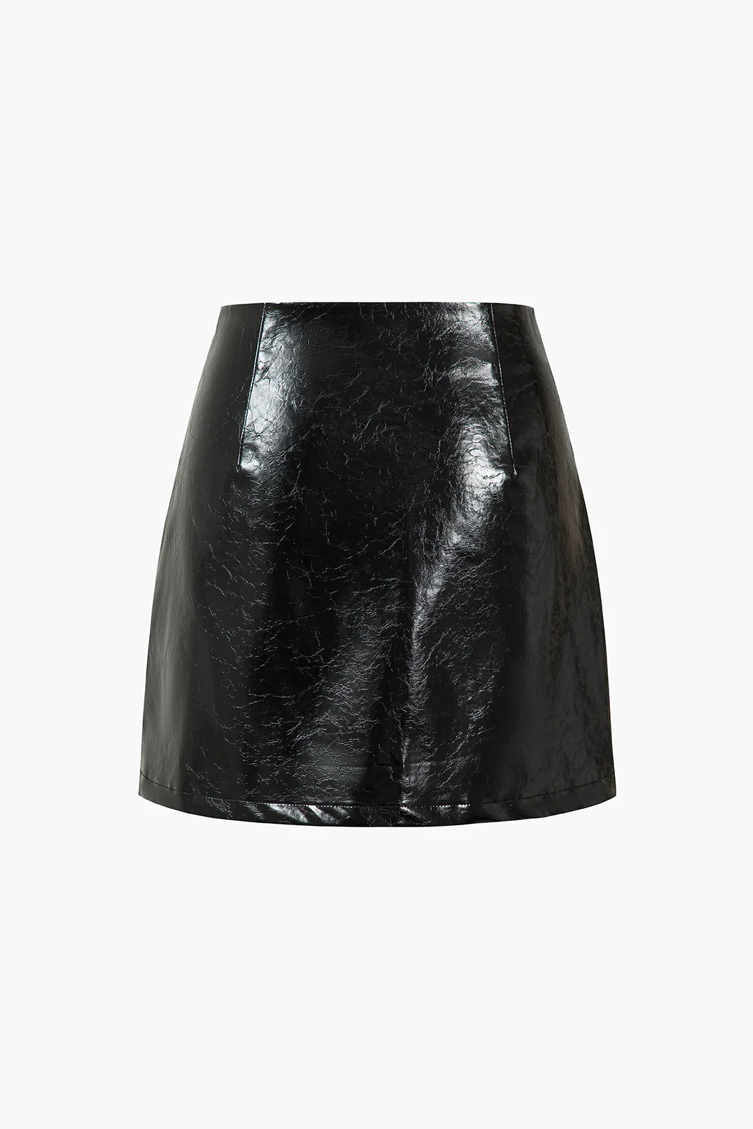 Faux Leather Button Mini Skirt - Weenar