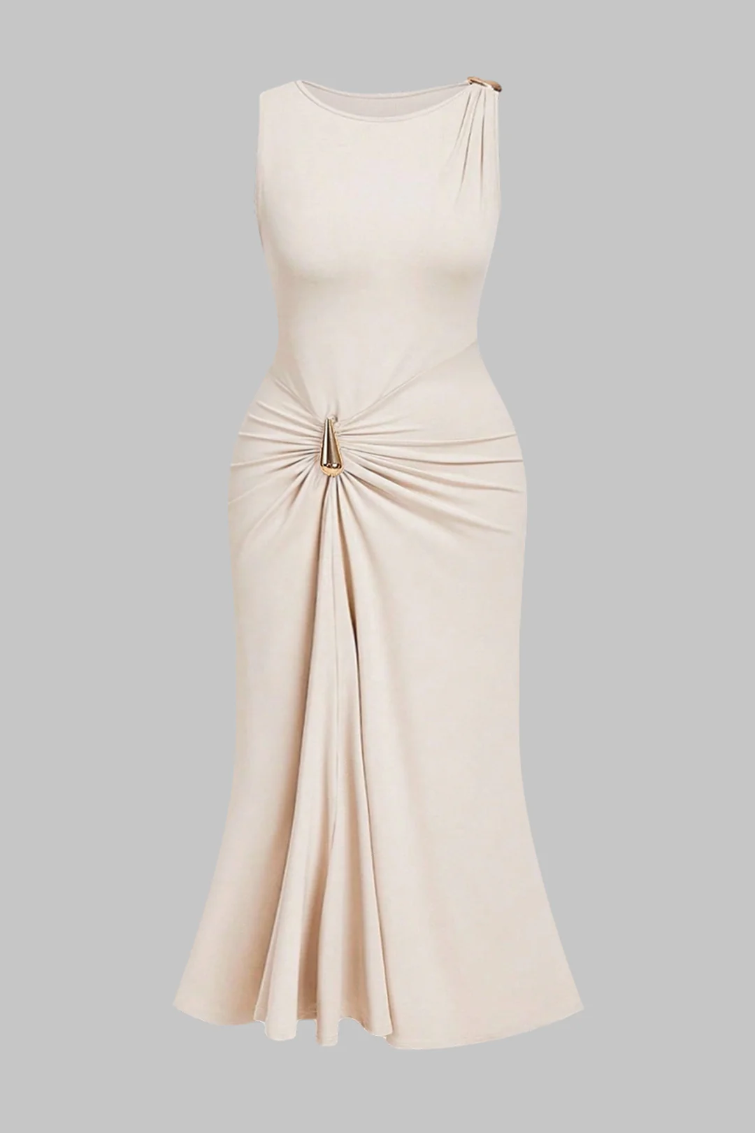 Plus Size Metallic Ruched Sleeveless Maxi Dress - Weenar