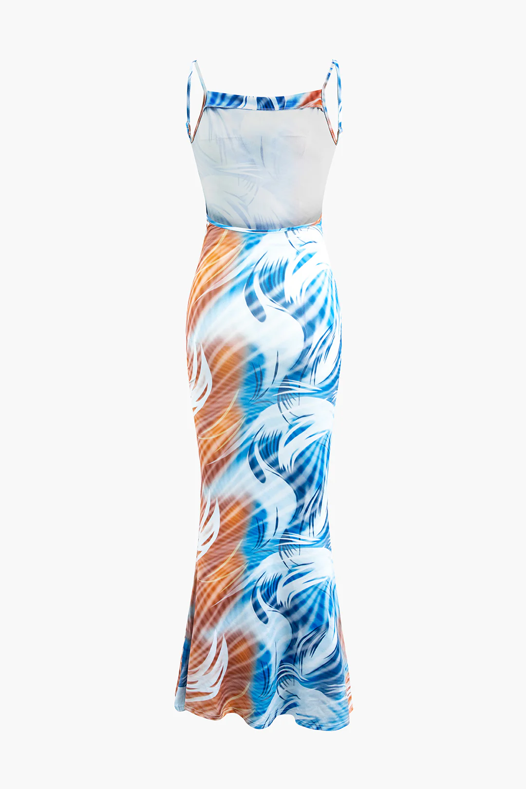 Tropical Print Backless Sleeveless Maxi Dress - Weenar