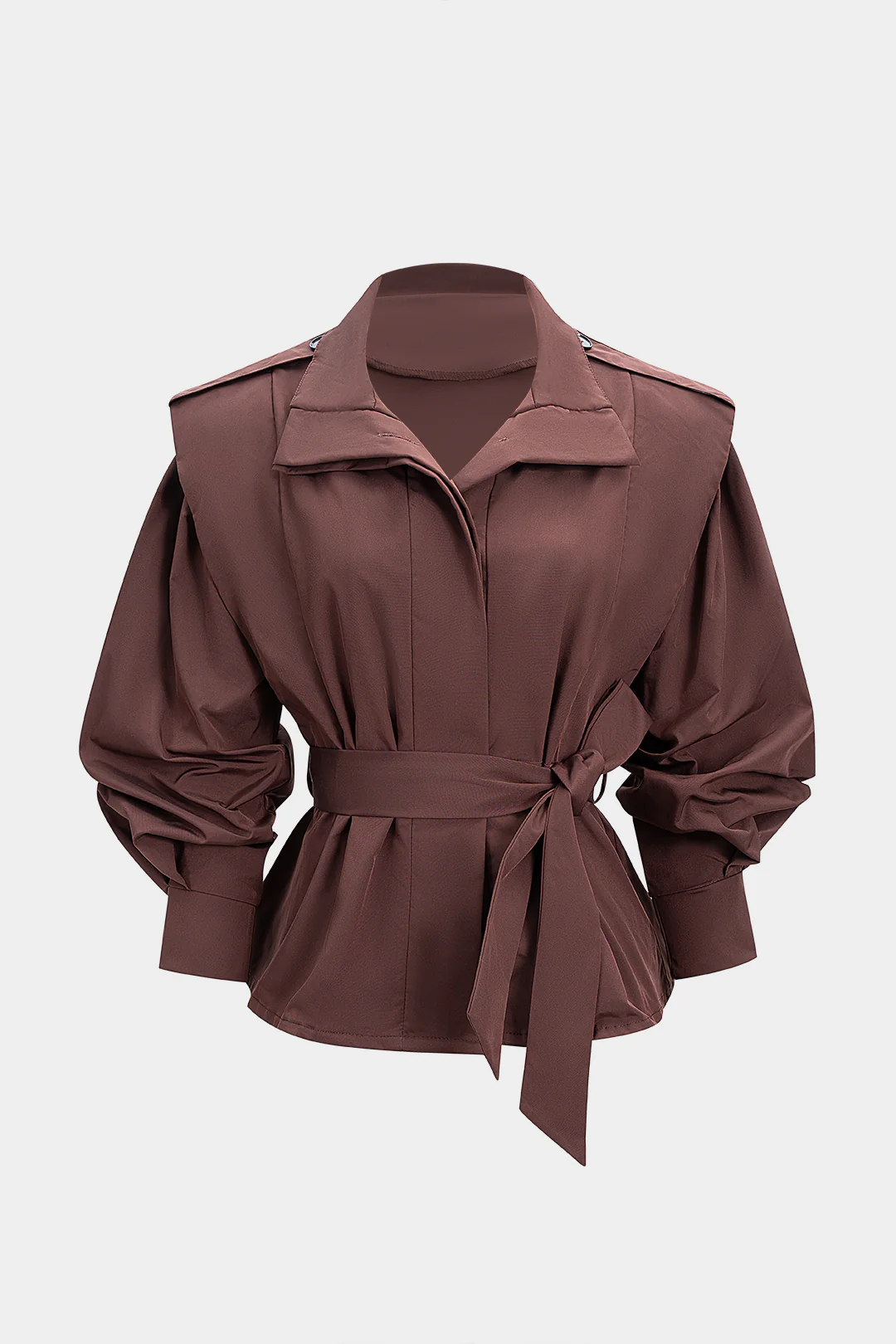 Tie-Up Waist Long Sleeve Lapel Jacket - Weenar