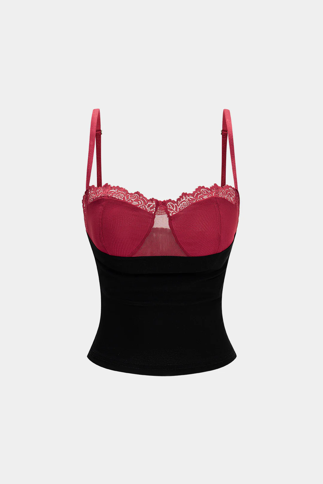 Contrast Lace Trim Backless Cami Top - Weenar