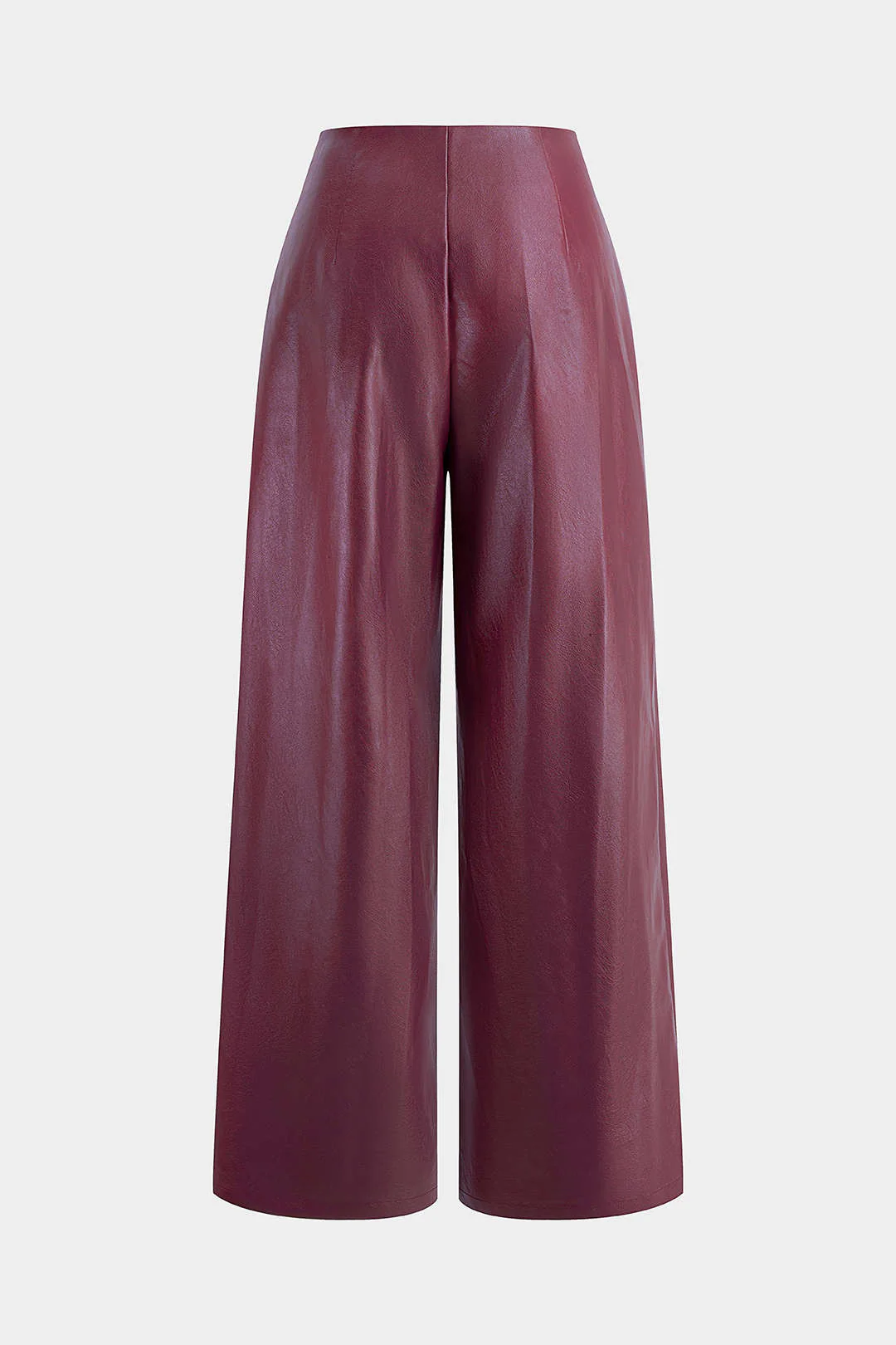 Faux Leather Zipper Straight Pants - Weenar