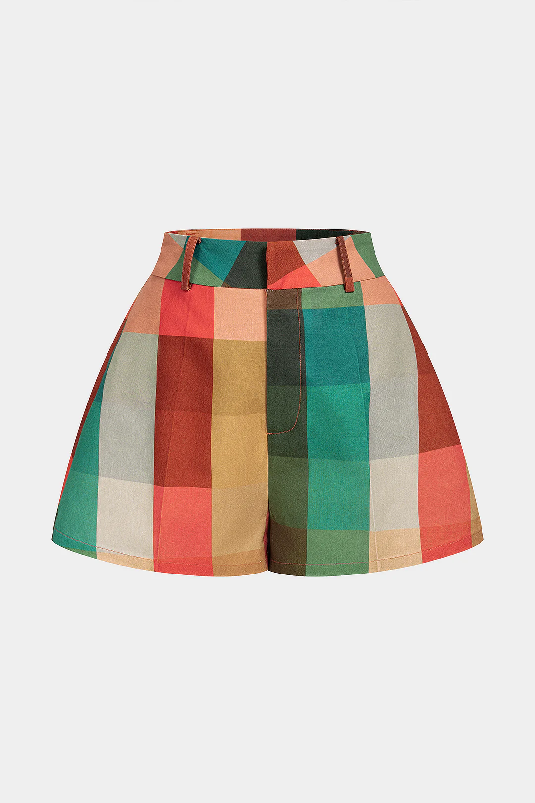 Geometric Plaid Print Wide Leg Shorts - Weenar