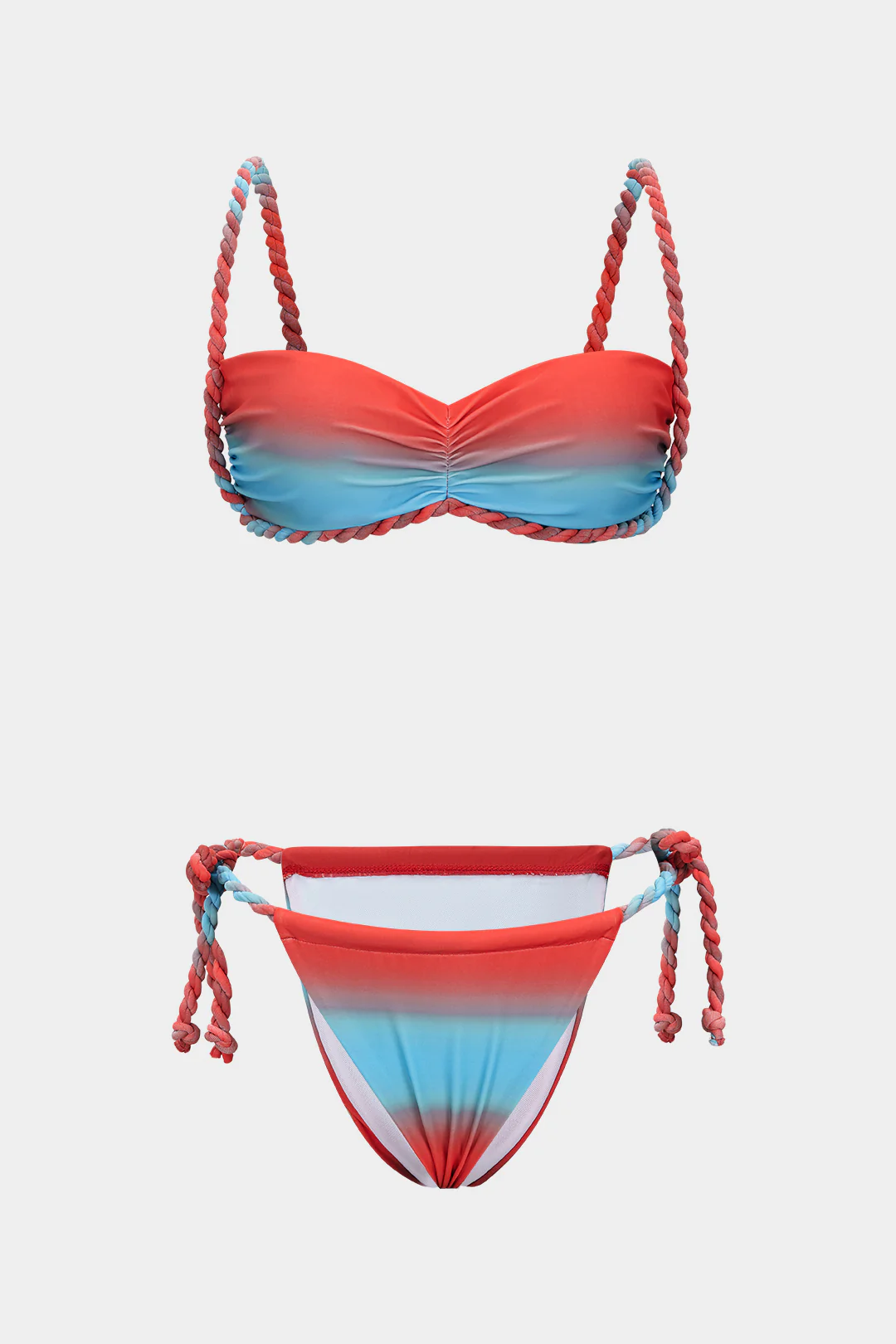 Ombre Print Twist Knot Tie-Up Bikini Set - Weenar