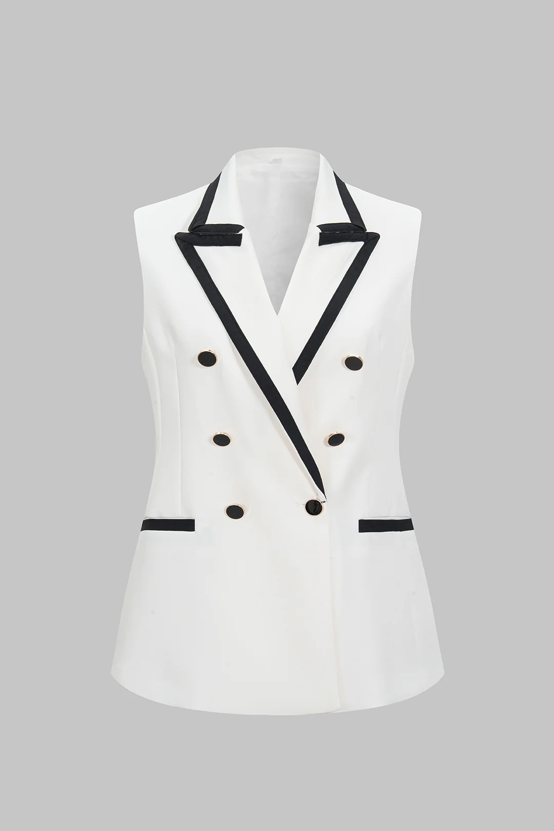 Contrast Pipiing Fake Pockets Button Detail Vest - Weenar