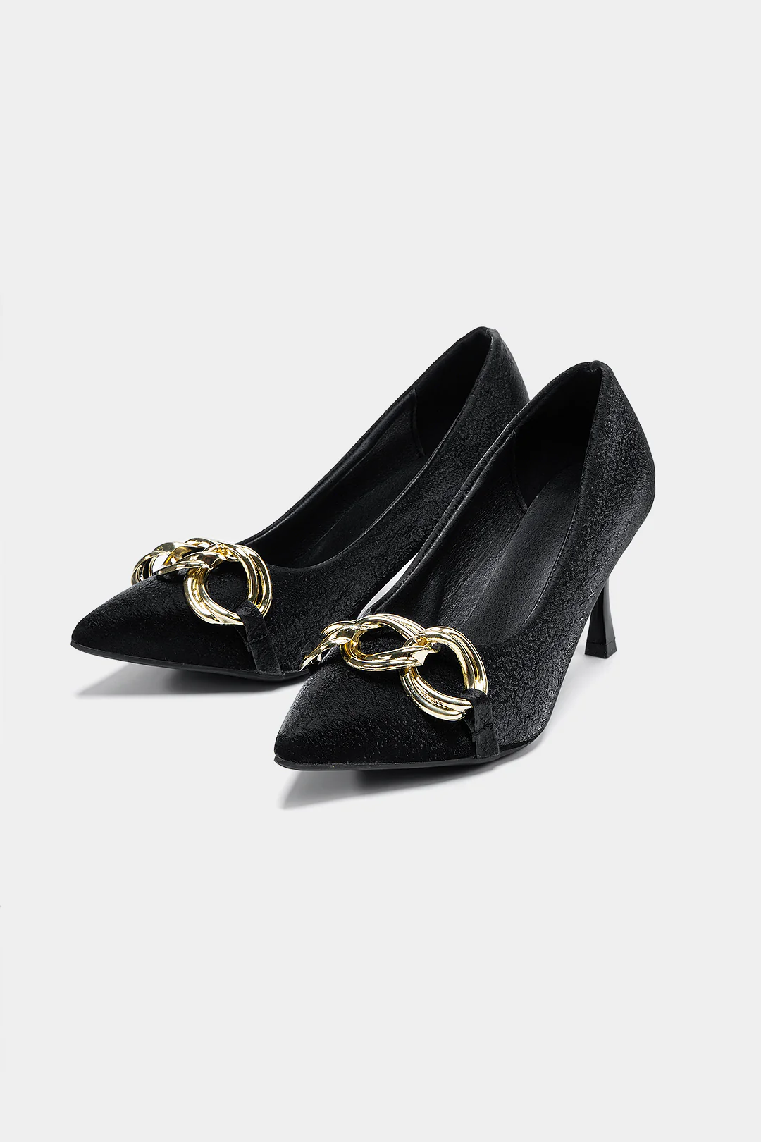 Metallic Decor Pointed Toe Heels - Weenar