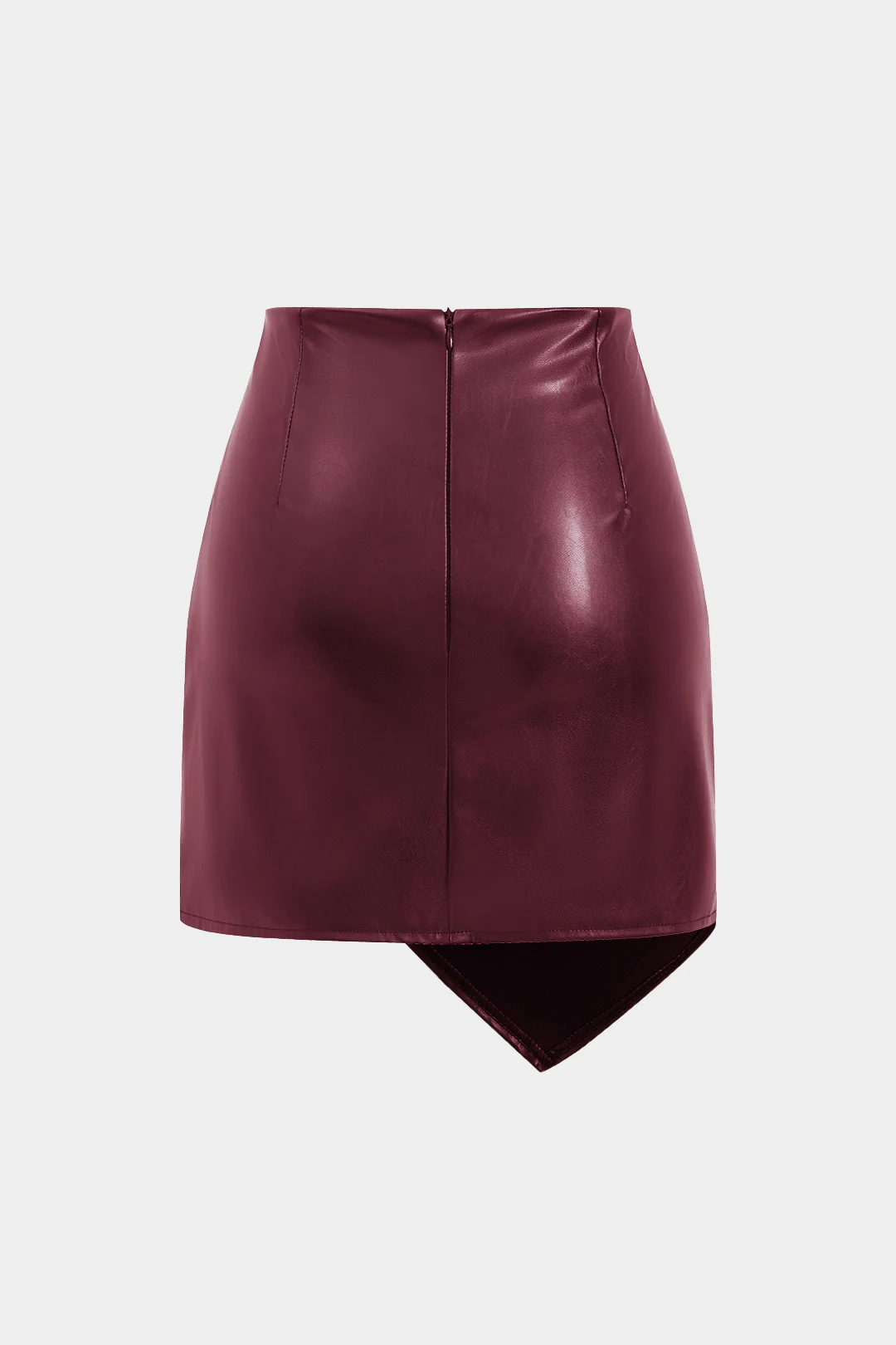 Asymmetrical Faux Leather Ruched Skirt - Weenar