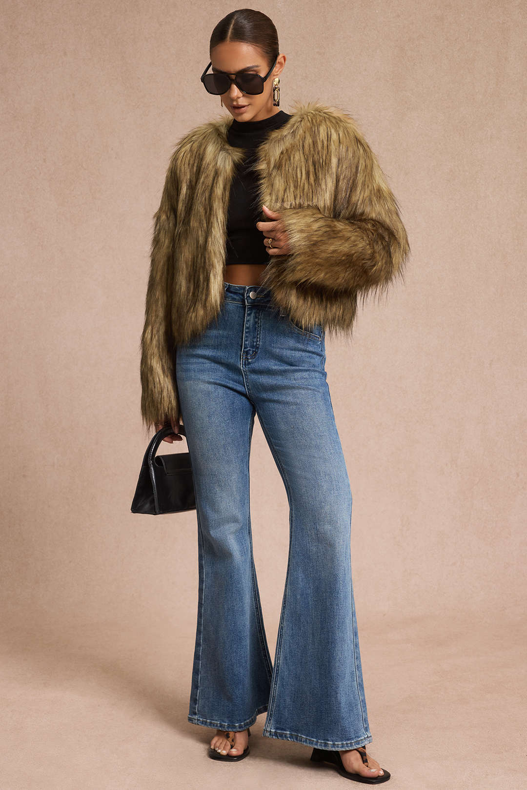 Faux Fur Long Sleeve Jacket - Weenar