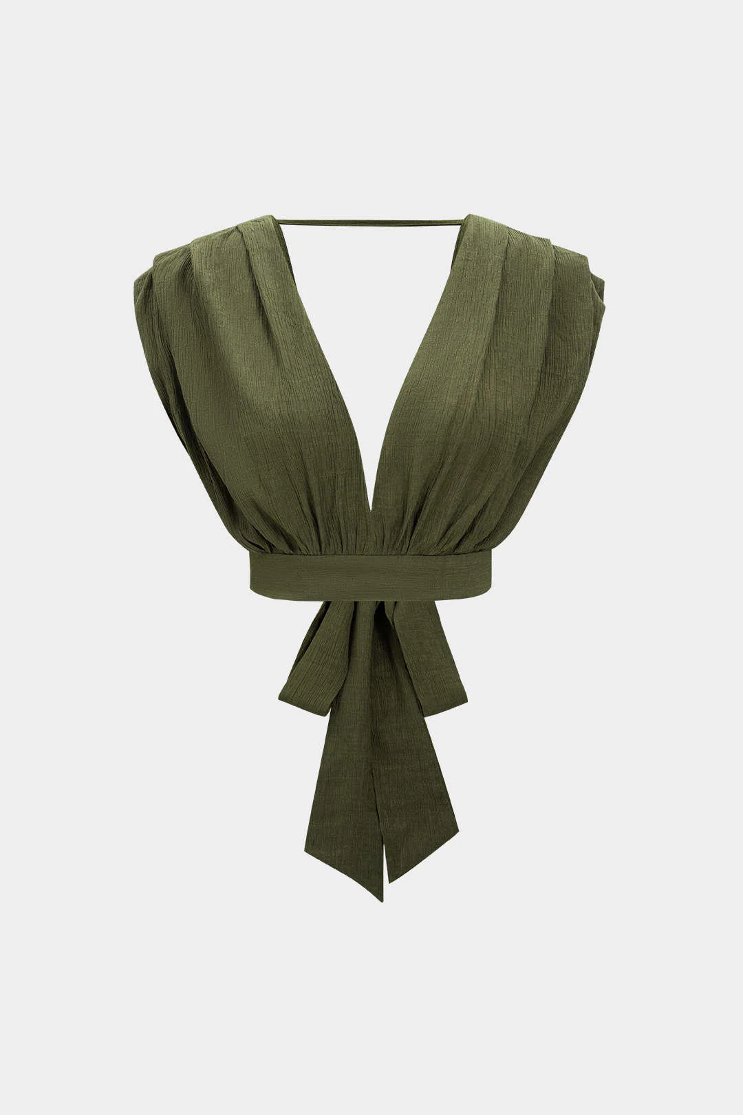 V-Neck Tie-Back Backless Tank Top - Weenar