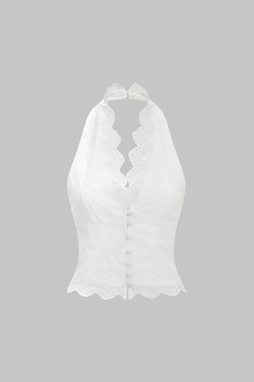 Halter Neck Button Backless Tank Top - Weenar