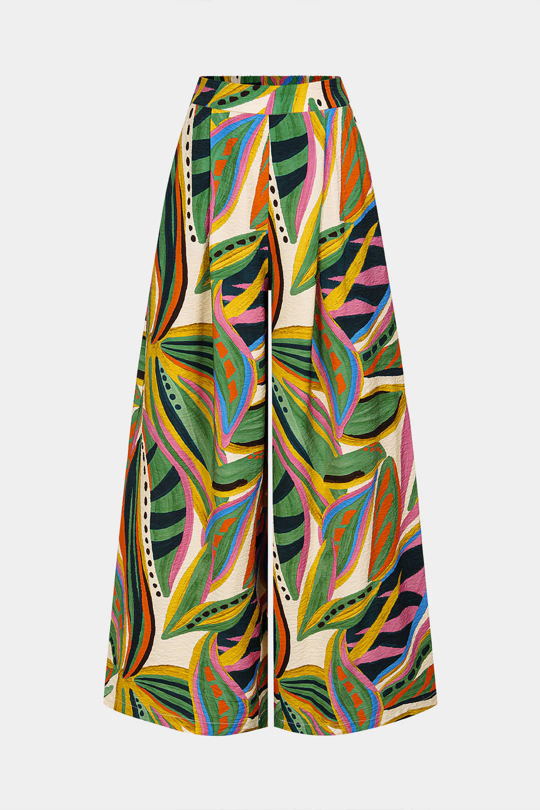 Leaves Contrast Print Wide Leg Pants - Weenar