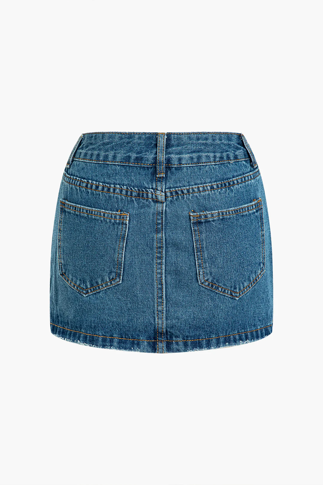 Denim Button Ripped Zipper Skirt - Weenar