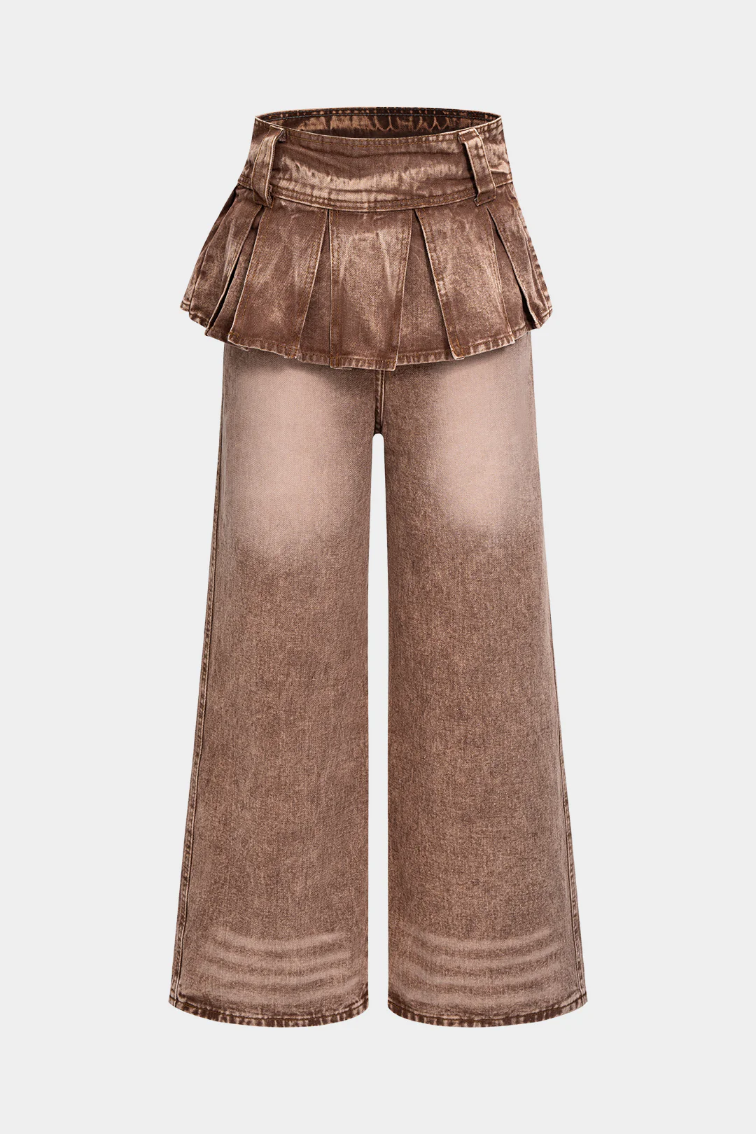 Denim Pleated Wide Leg Jeans - Weenar