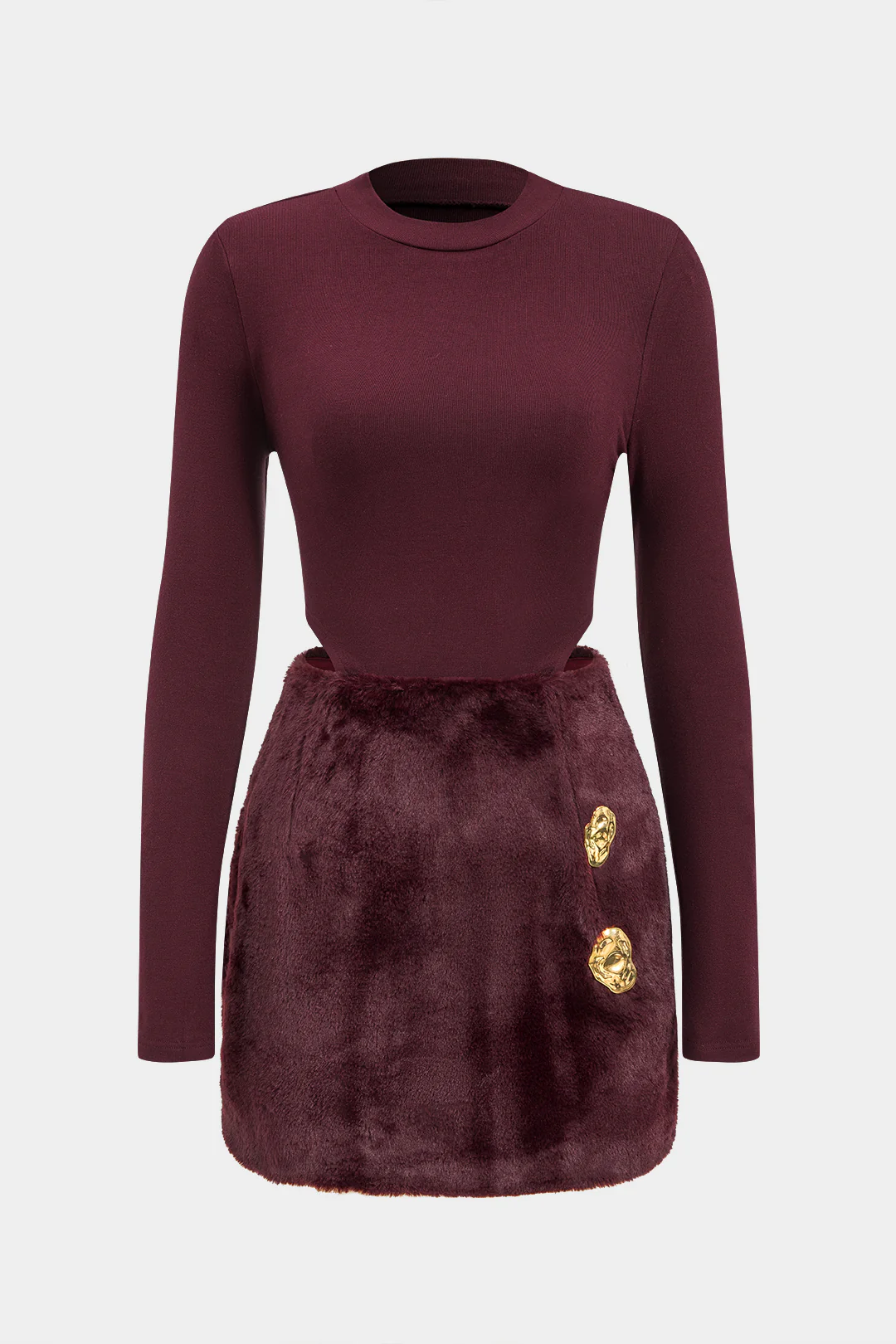 Patchwork Long Sleeve Mini Dress - Weenar