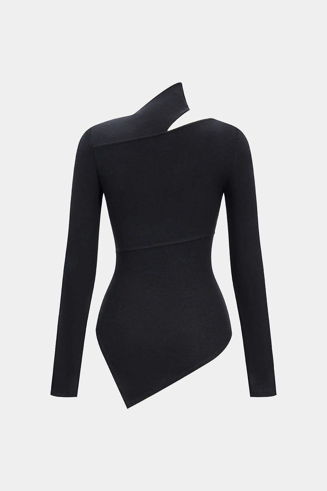 Metallic Ring Asymmetrical Long-Sleeve Top - Weenar