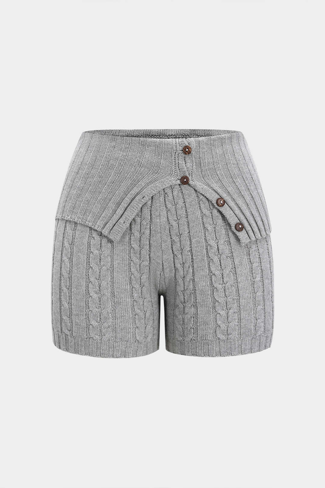 Knit Twisted Pattern Button Shorts - Weenar
