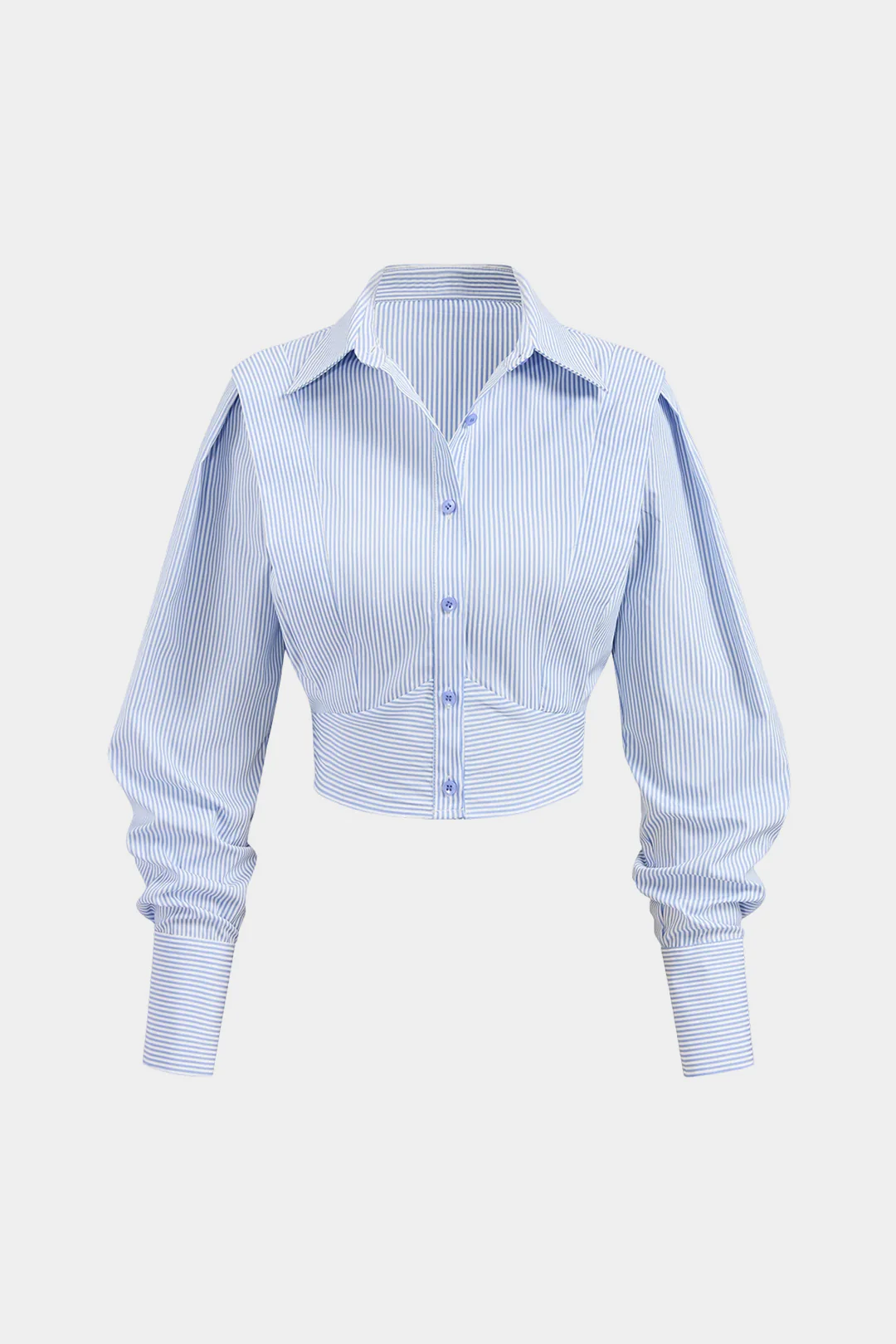 Stripes Print Lapel Button Long-Sleeve Shirt - Weenar