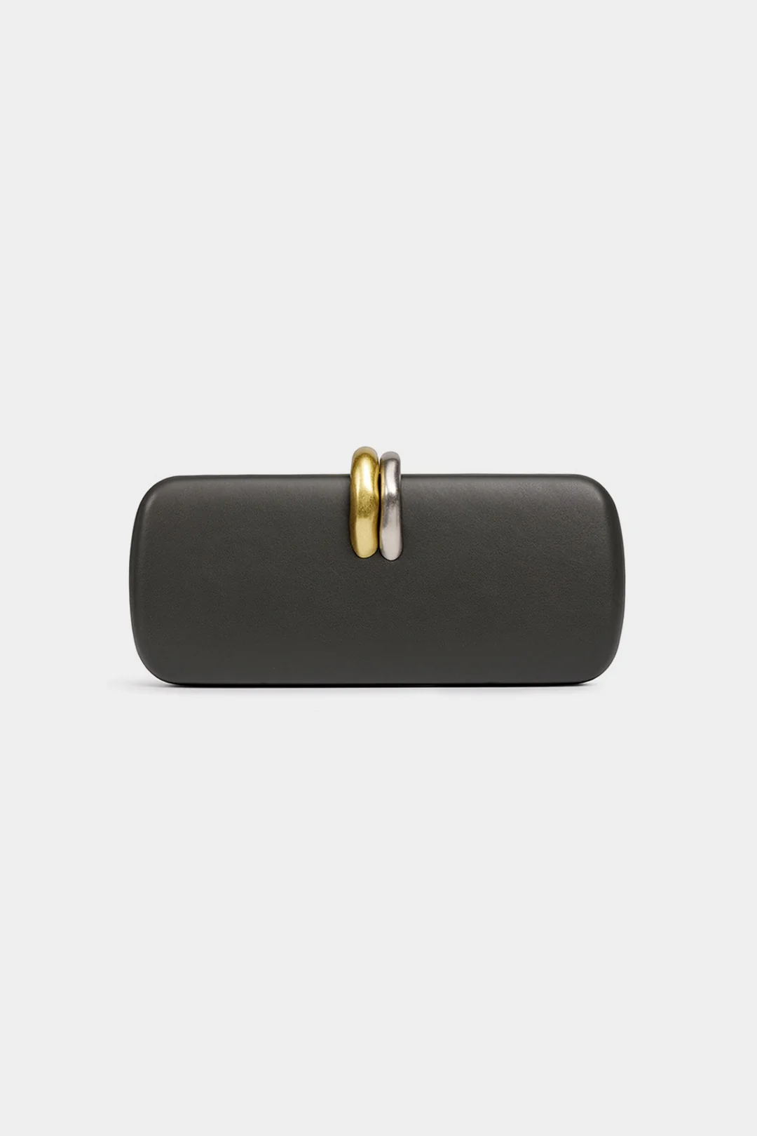 Faux Leather Metallic Chain Crossbody Clutch Bag - Weenar