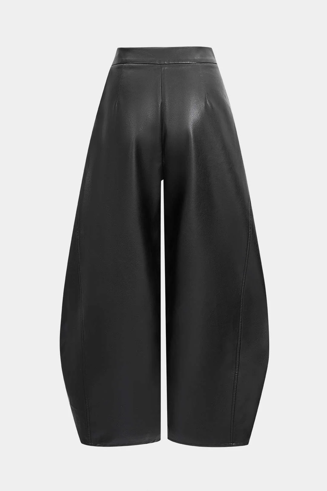 Faux Leather Metallic Zipper Hollow Out Ring Trousers - Weenar