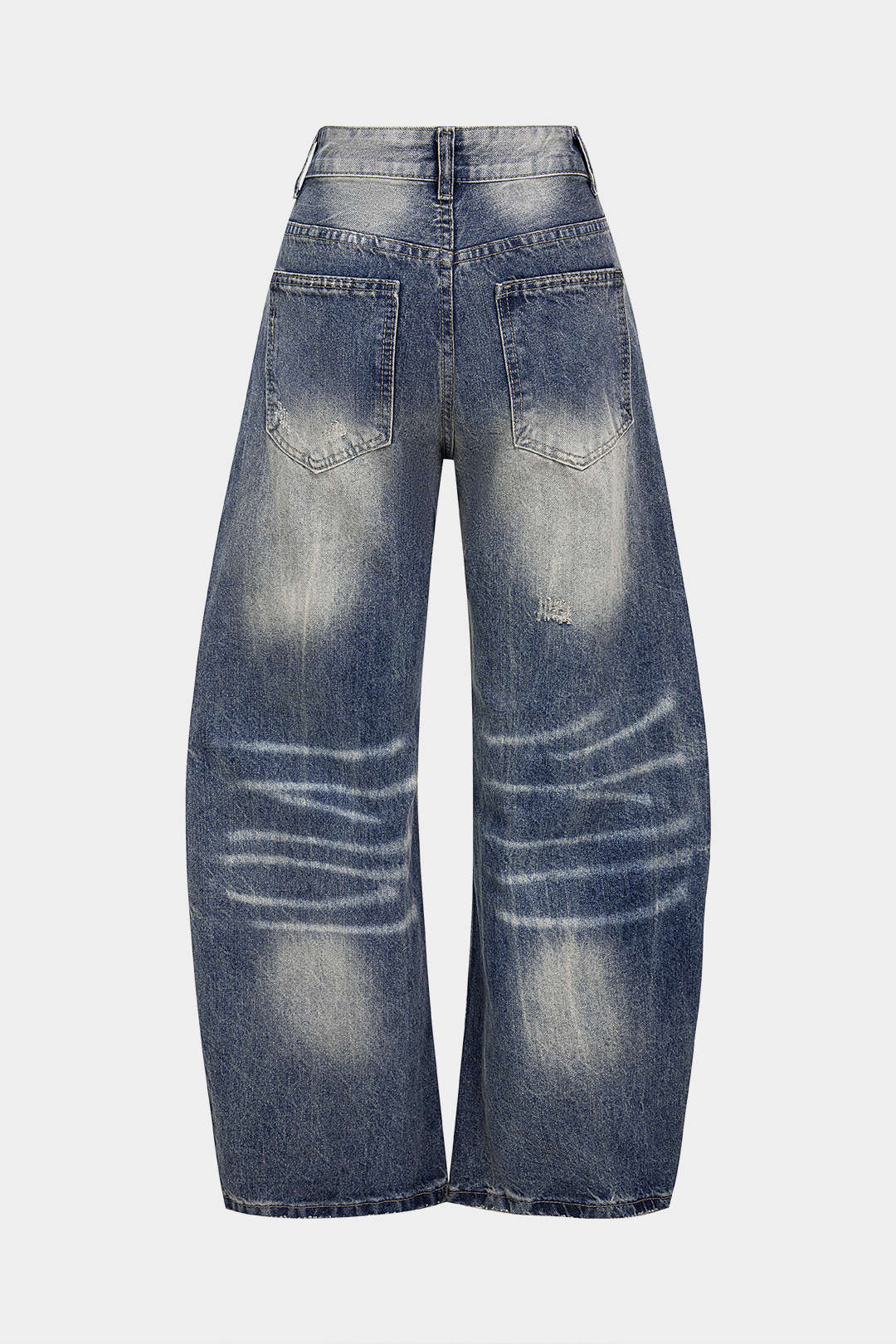 Denim Asymmetrical Ripped High Waist Wide Leg Jeans - Weenar