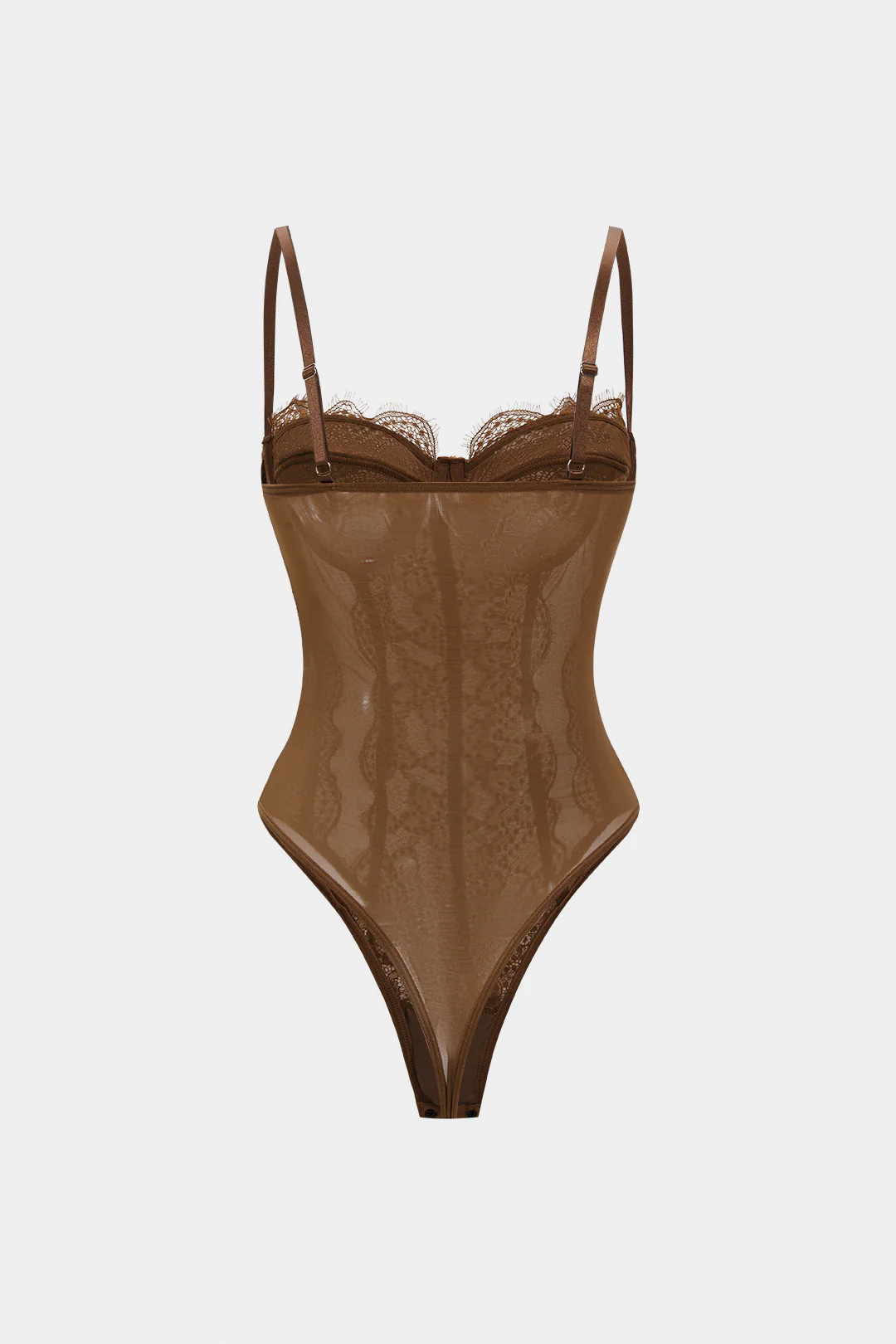 Mesh Sheer Patchwork Bustier Corset Slip Sleeveless Bodysuit - Weenar