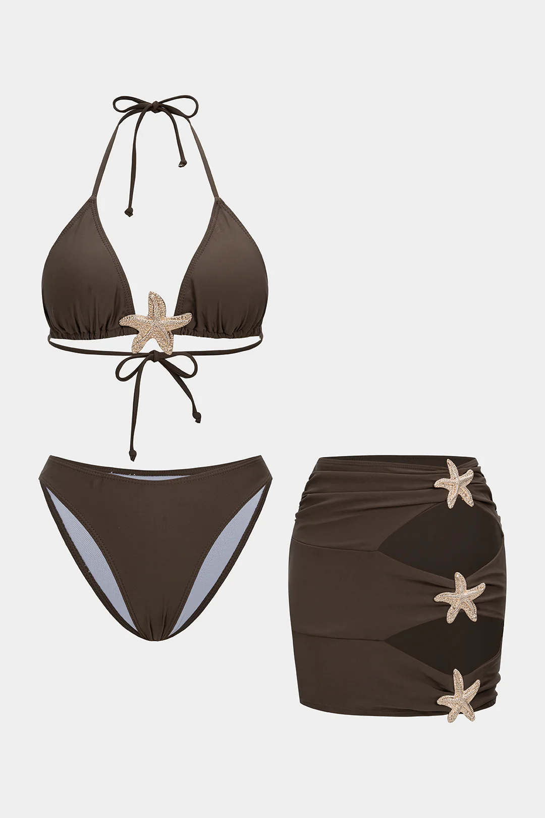 Metallic Cut Out Tie Back Bikini Set - Weenar