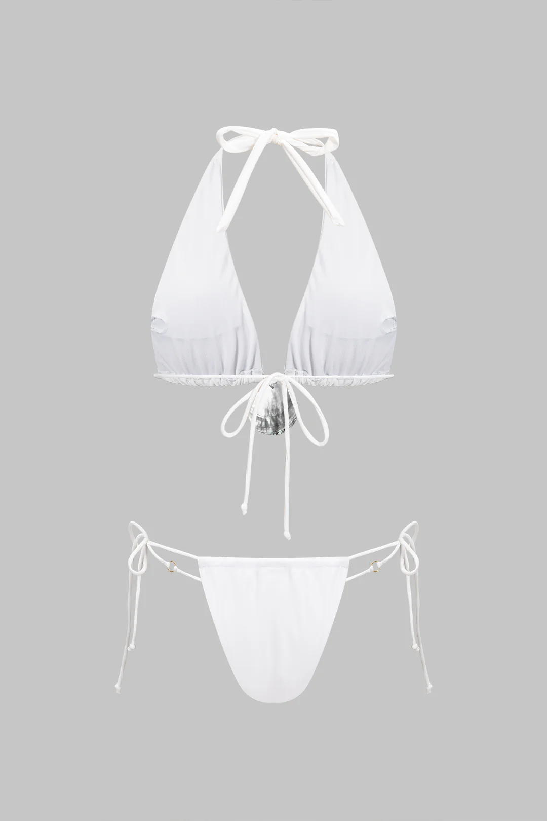 Shell Decor Halter Neck Tie Up Bikini Set - Weenar