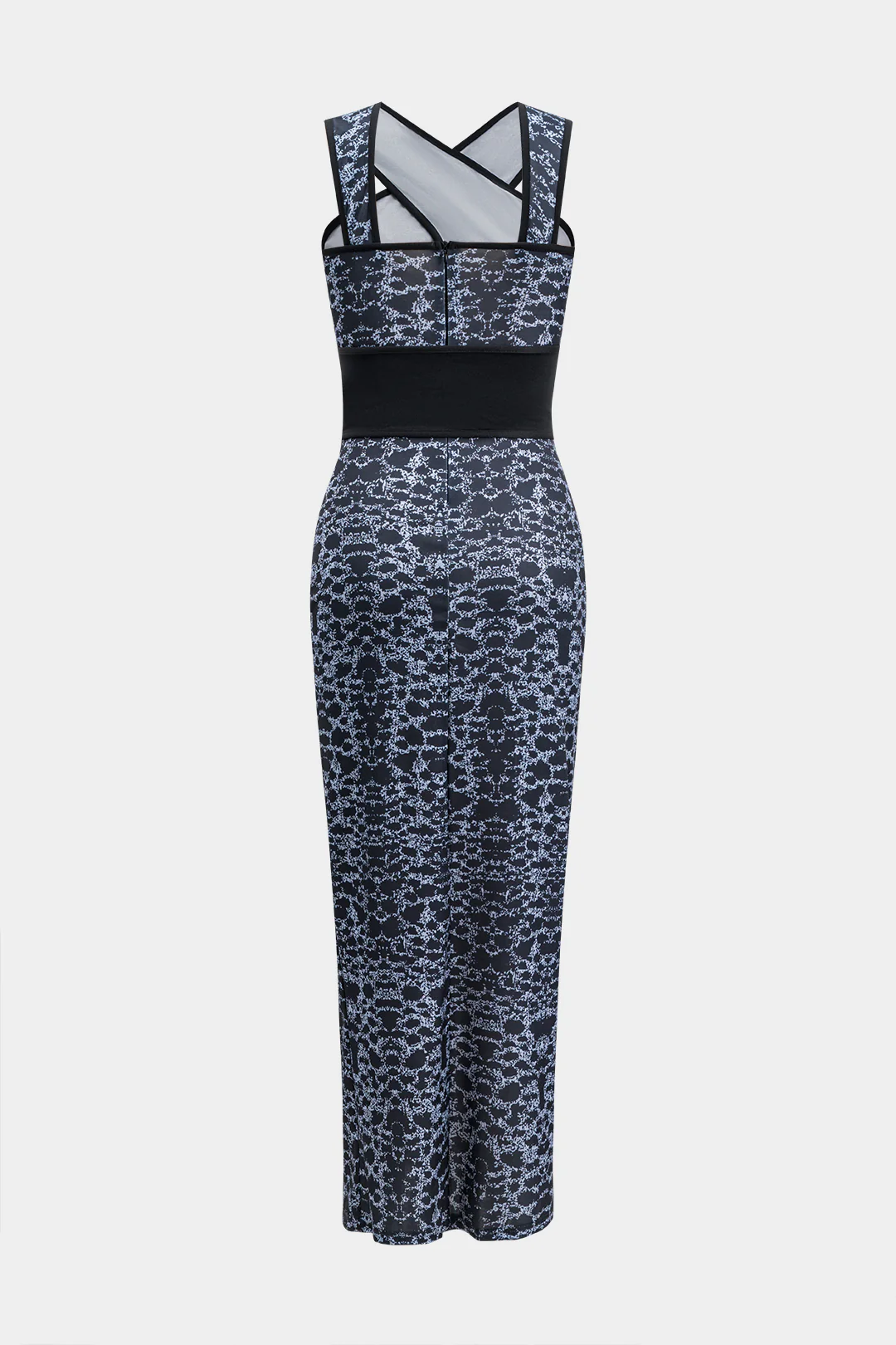 Leopard Print Satin Corset Crossed Cut Out Sleeveless Midi Dress - Weenar