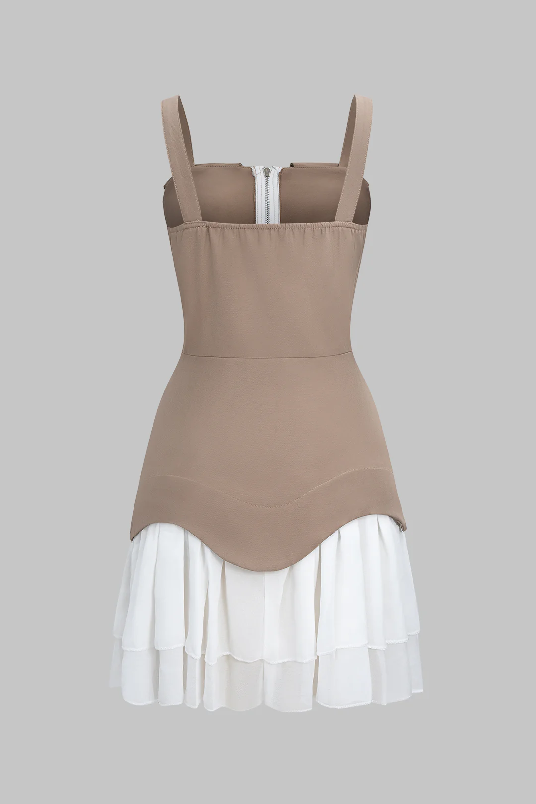 Chiffon Patchwork Zipper Sleeveless Mini Dress - Weenar