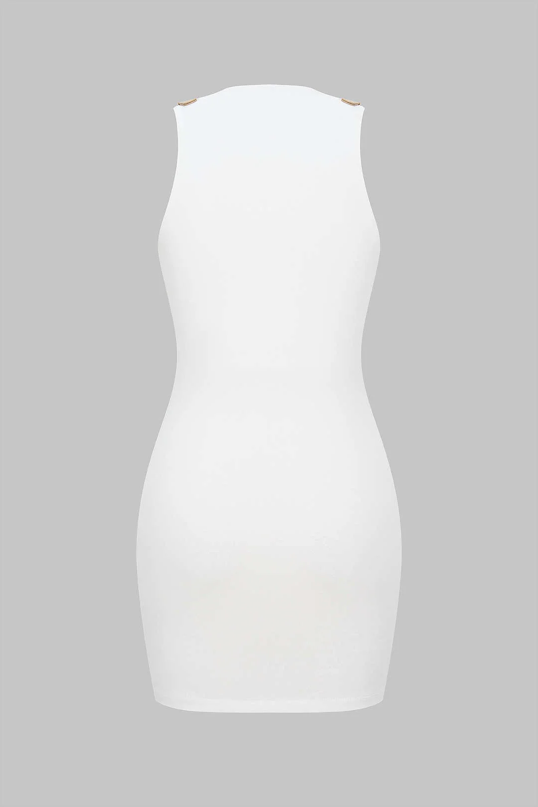 Metallic Zipper Sleeveless Mini Dress - Weenar