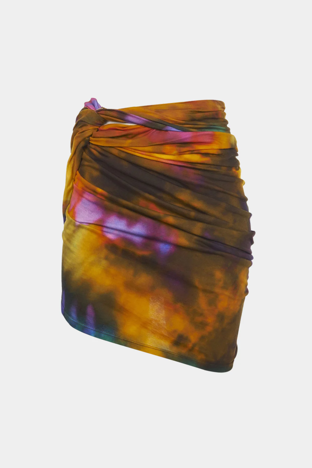 Tie Dye Ombre Print Ruched Twist Knot Skirt - Weenar