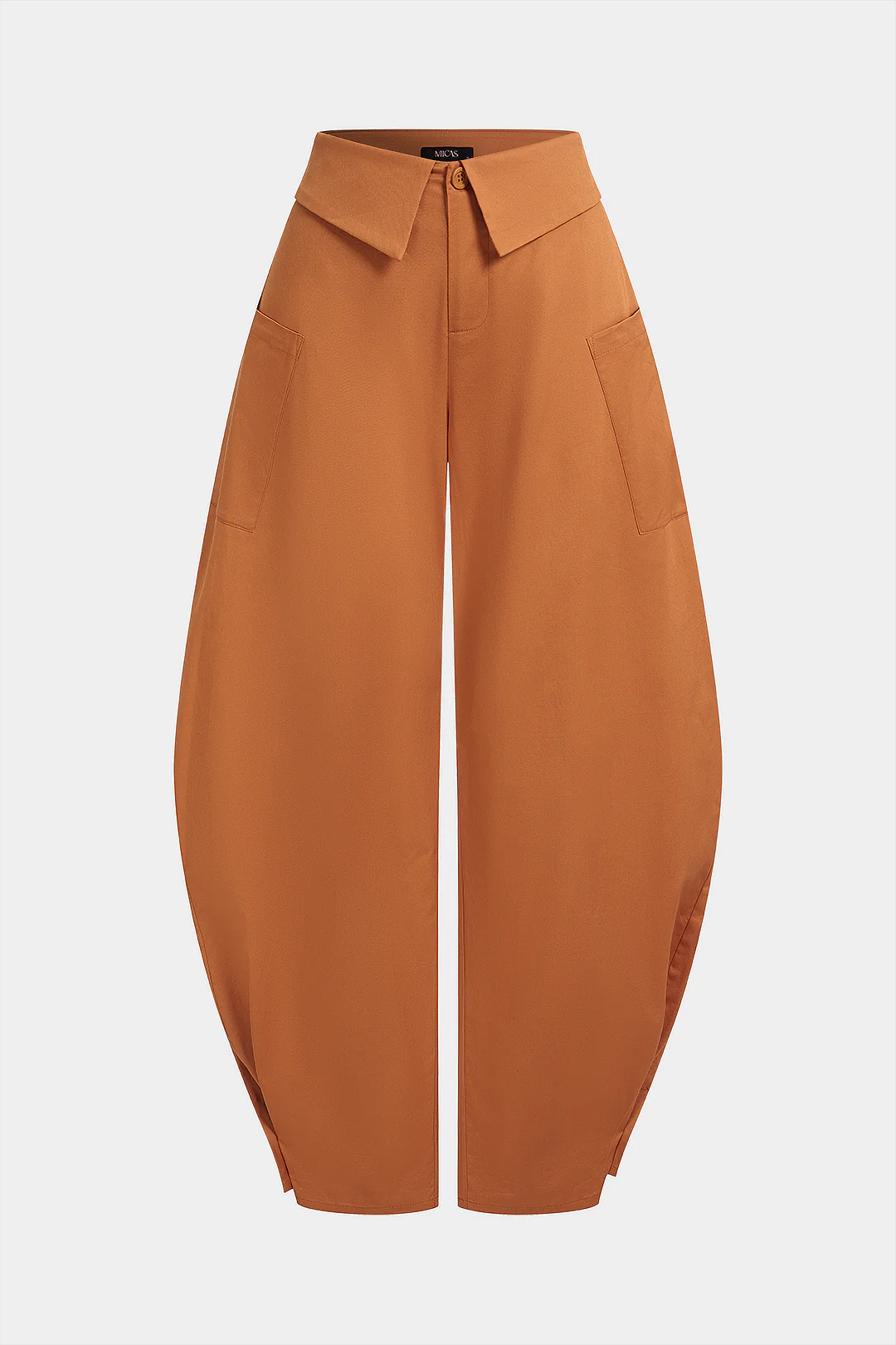 Solid Pocket Button Wide Leg Pants - Weenar