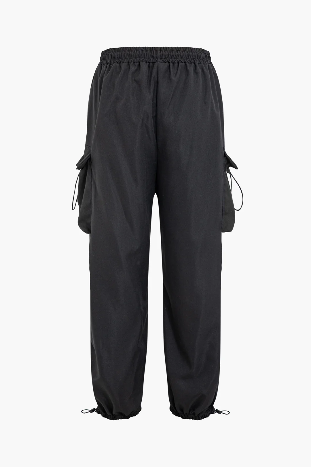 Ruched Pocket High Waist Wide-Leg Cuffed Pants - Weenar