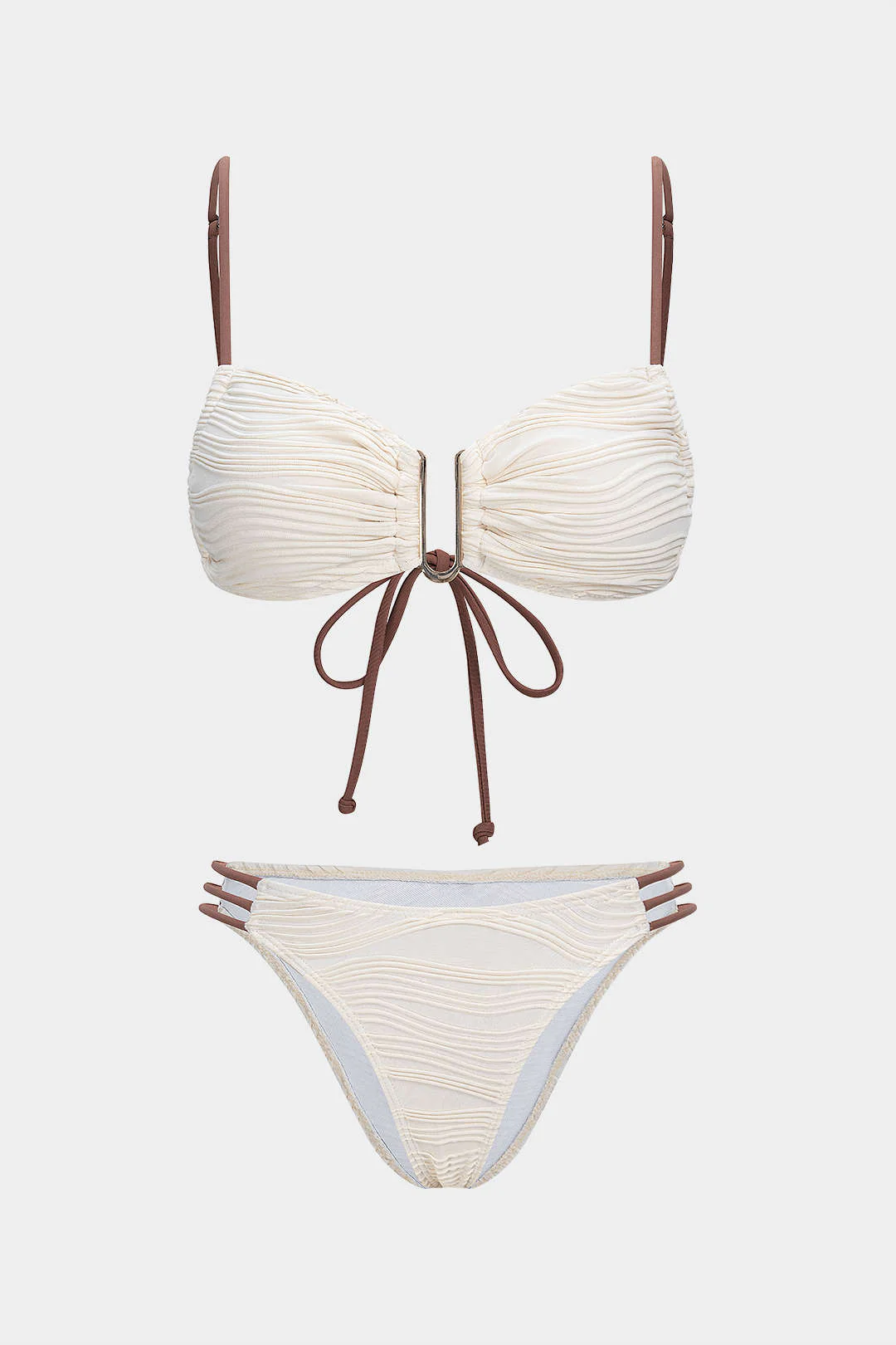 Contrast Tie-Up Bikini Set - Weenar