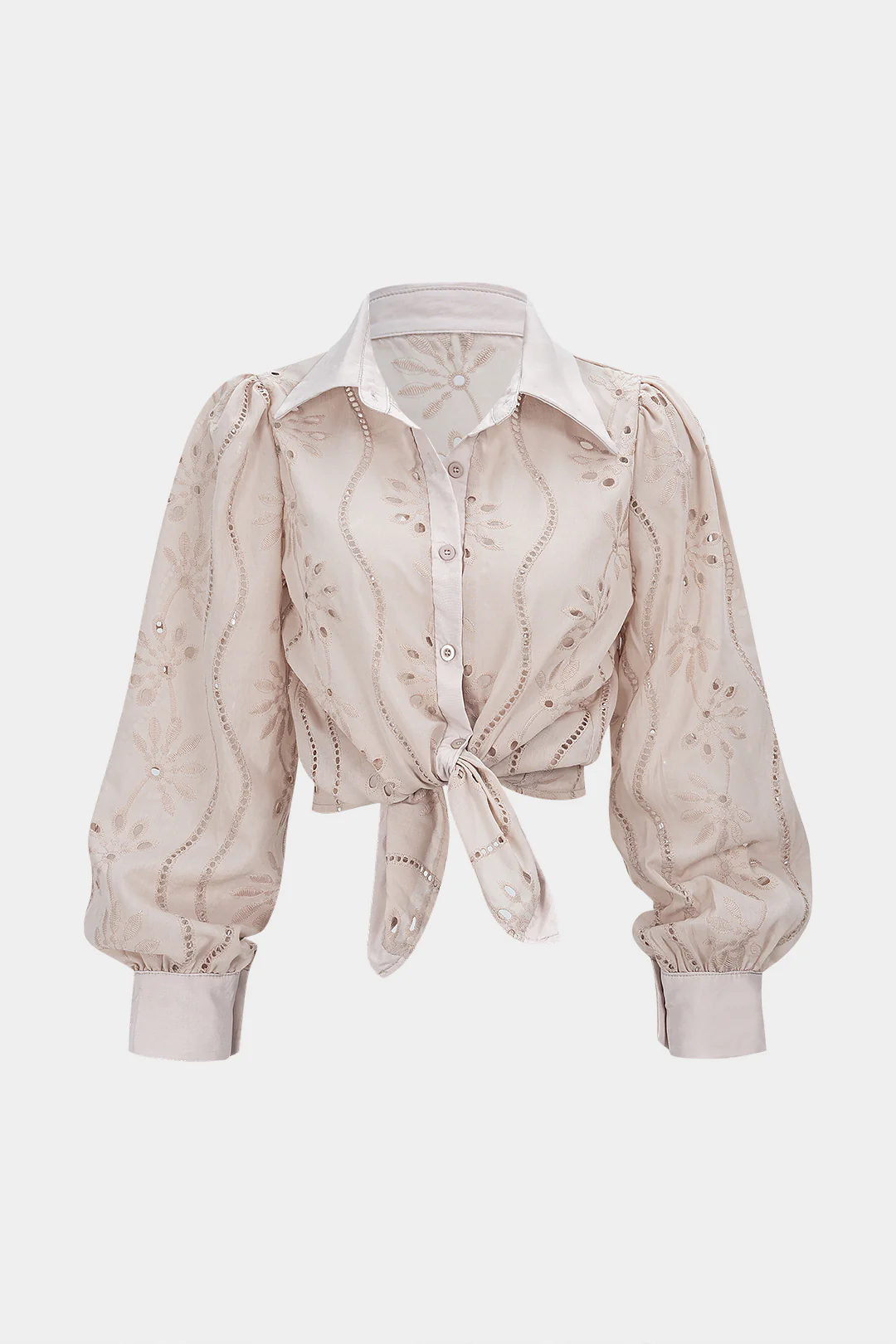 Embroidery Cut Out Long-Sleeve Shirt - Weenar