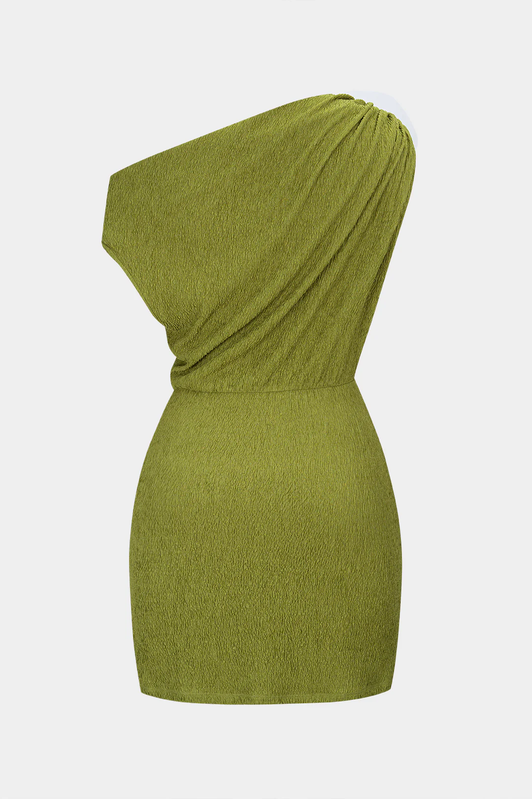 One Shoulder Asymmetrical Ruched Sleeveless Mini Dress - Weenar