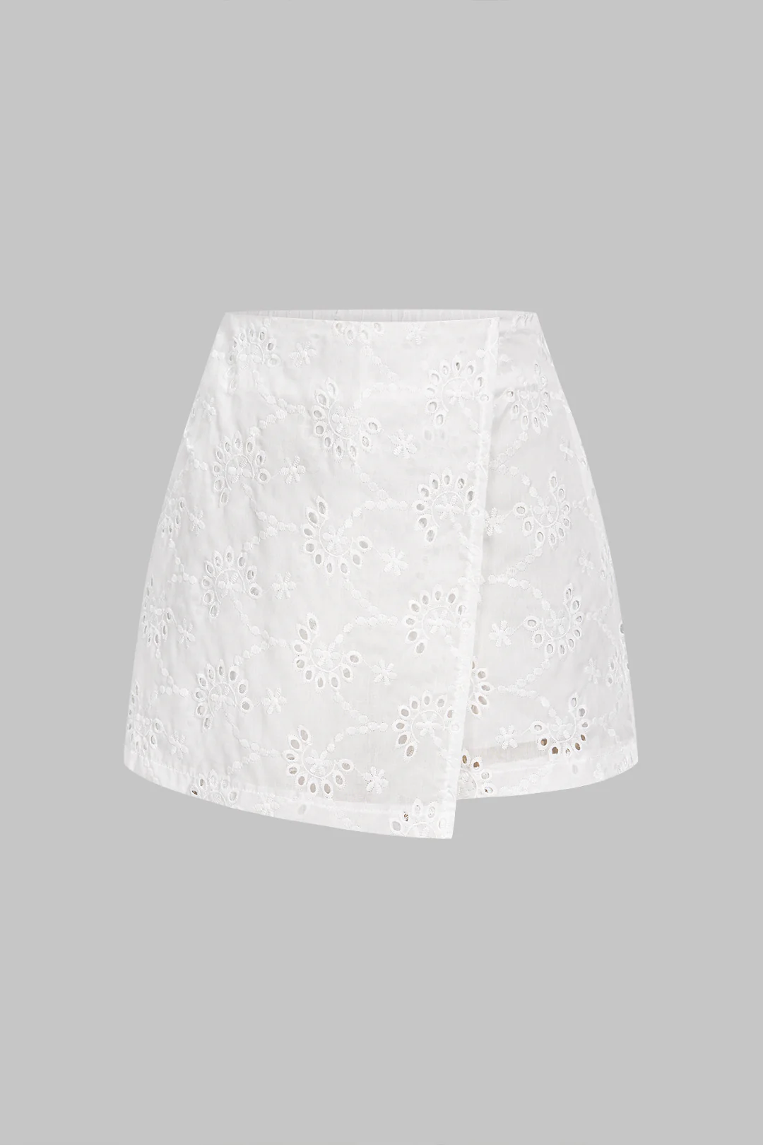 Textured Hollow Out Asymmetrical Skirt - Weenar