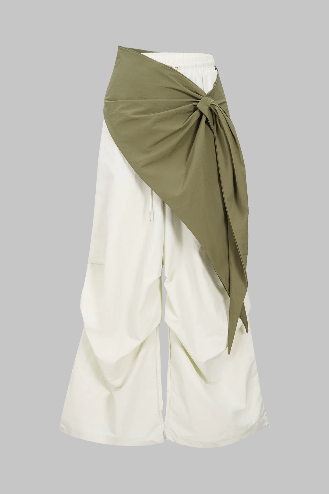 Contrast Tie Front Ruched Pants - Weenar
