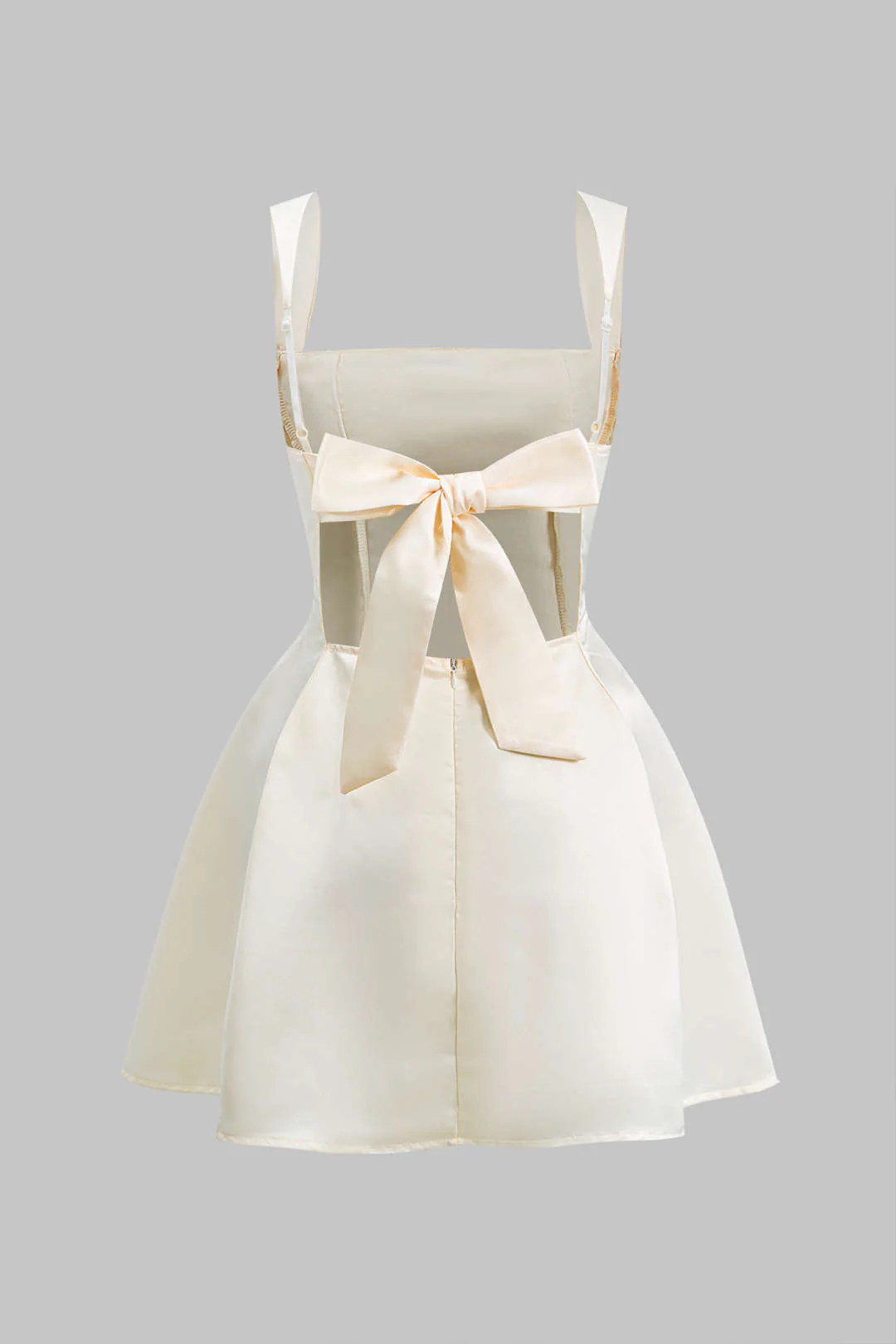 Tie Back Zipper Backless Slip Mini Dress - Weenar