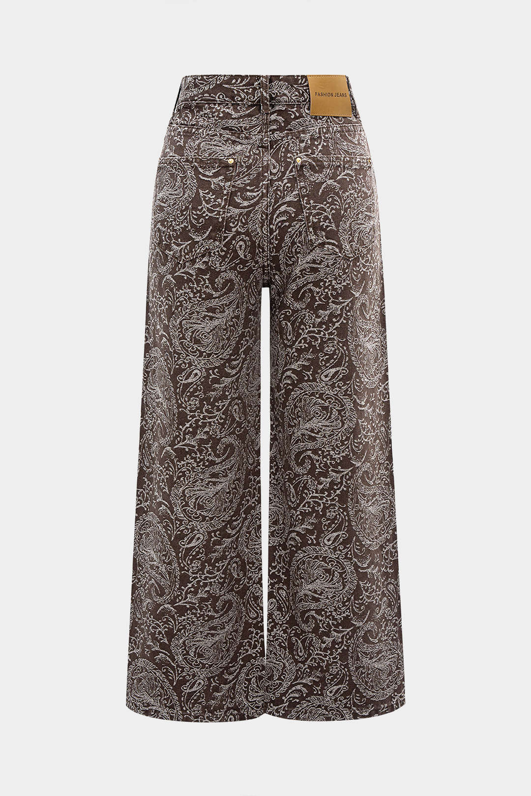 Retro Paisley Print Denim Straight Leg Jeans - Weenar