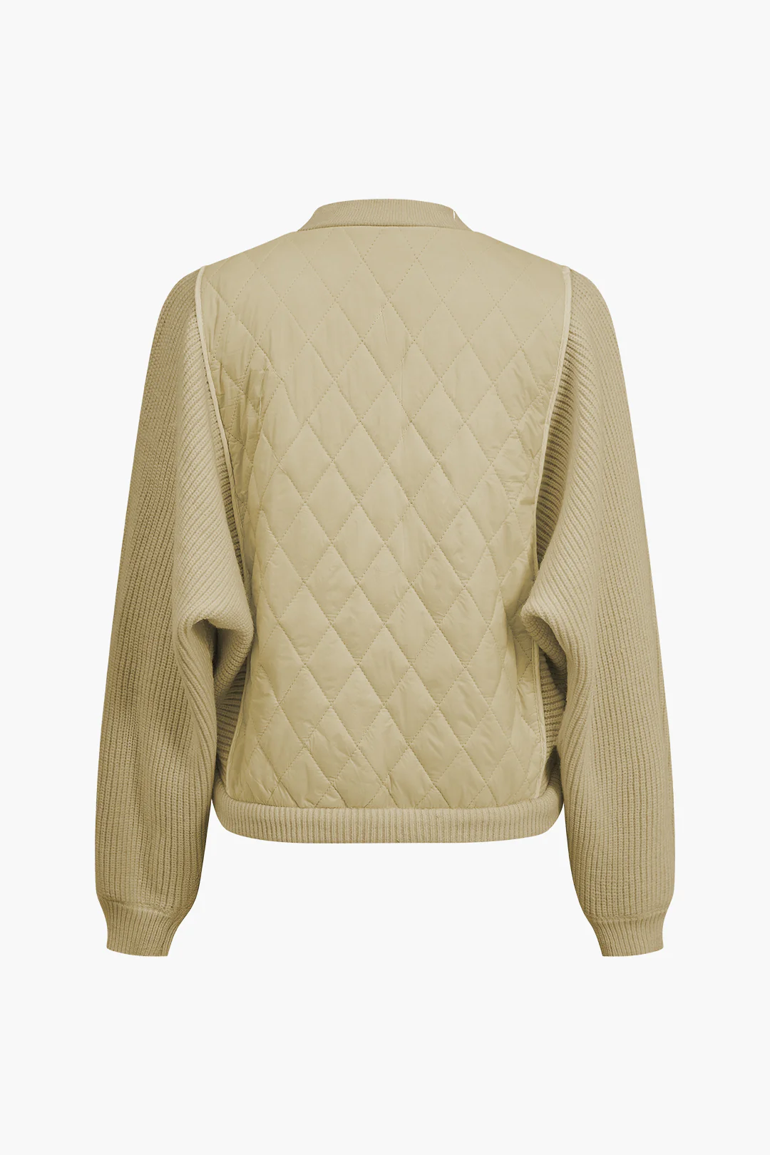 Knit Patchwork Zipper Cardigan - Weenar