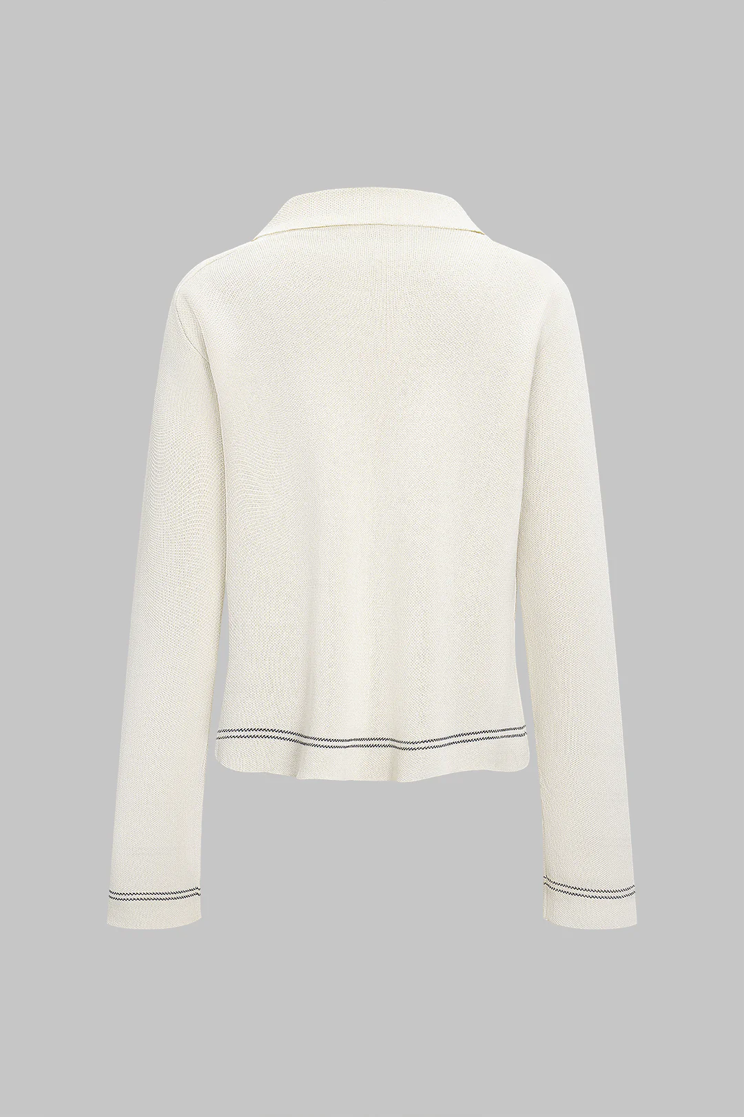 Knit Contrast Binding Long-Sleeve Top - Weenar